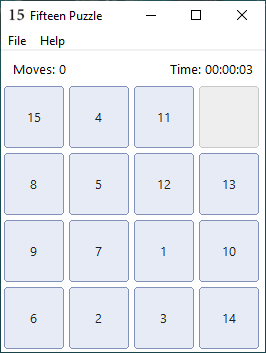 نمایی از بازی Fifteen Puzzle