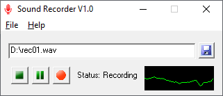 نمای واقعی برنامه Sound Recorder